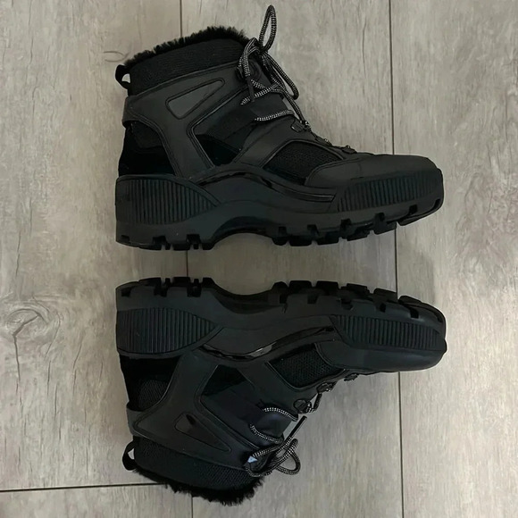 Michael Kors Leather Fur Chunky Combat Winter Boot Fur Insole, Size 8 - Picture 6 of 12